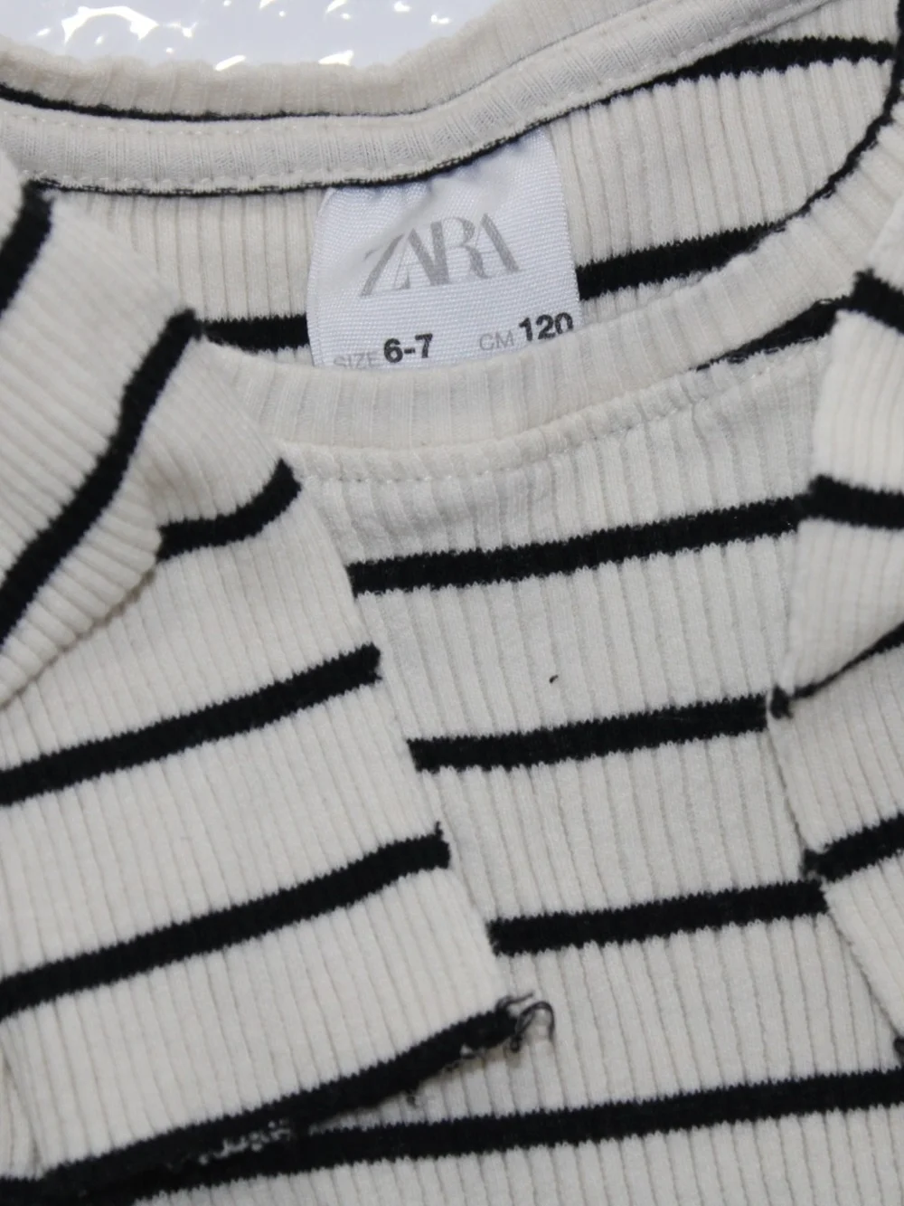 Zara White and Black Striped Ribbed Sweater